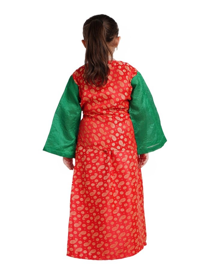 كاكو فانسي دريسيس زي رقص هندي تقليدي من الحرير من كاكو فانسي للأطفال - متعدد الألوان، مقاس 5-6 سنوات، للبنات - Image 5